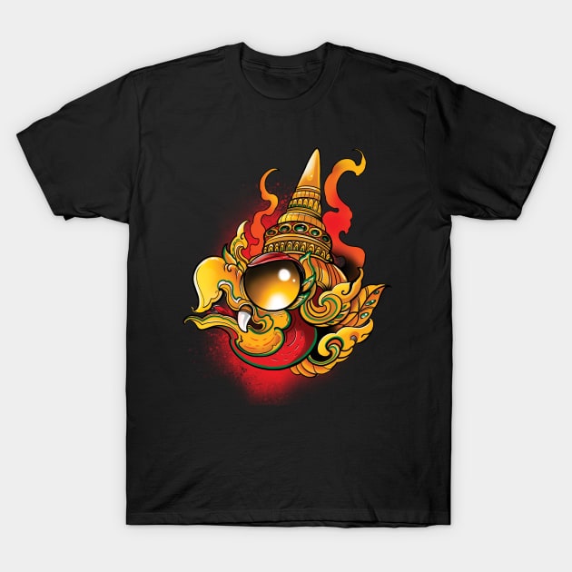 thai garuda black T-Shirt by Sing-Toe-Wrote 